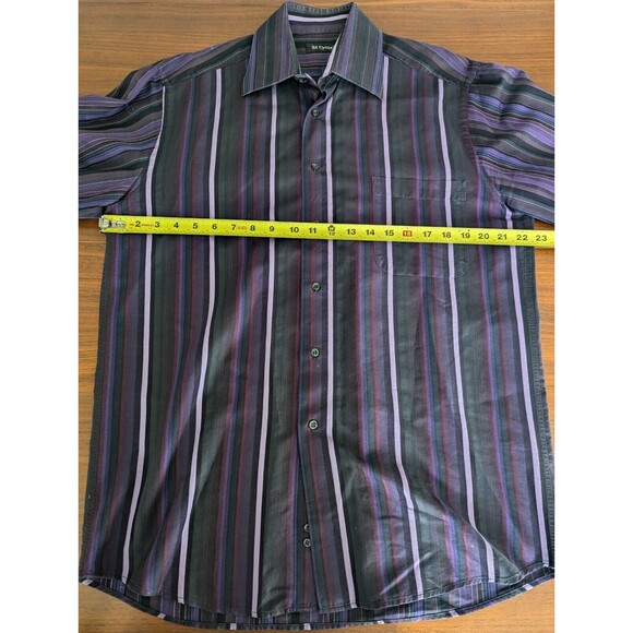 St Croix Multicolor Vertical Striped Shirt Mens Medium 100% Cotton Made in Italy - Picture 5 of 6